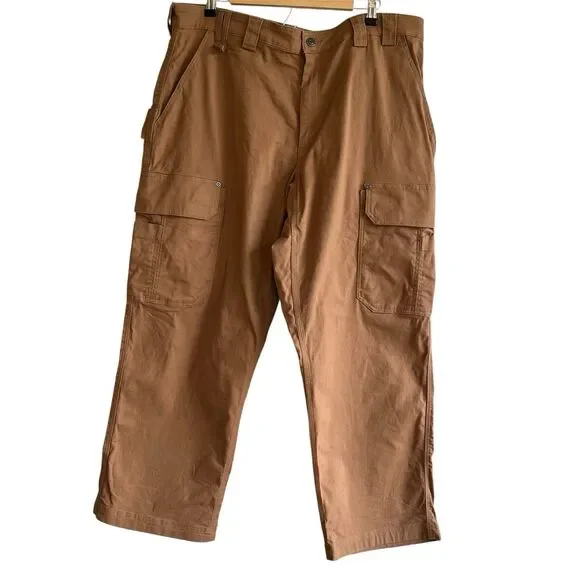Duluth Trading Mens Flex Fire Hose Pants Size 40x29 Relaxed Fit Khaki Workwear - Picture 1 of 13